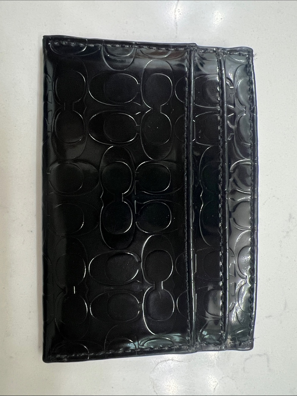 Coach Black Patent Leather Card & Key Holder